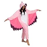 Spooktacular Creations Unisex-Plüschkostüm für Erwachsene mit Flamingo-Pyjama und Hutschwanz zum Verkleiden, Rollenspielen, Halloween-Kostüm, XL