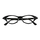 Widmann 96671 - Brille 50er Jahre, schwarz mit Strasssteinen, Rock´n´Roll, Twist, Karneval, Mottoparty
