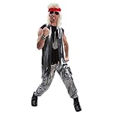 Morph 80er Jahre Rocker-Kostüm für Herren, Rocker Outfit Herren, Kostüm Rocker Herren, Punk Kostüm Herren, Kostüm Rockstar, Rockstar Kostüm Herren, 80er Outfit Herren, 80er Jahre Outfit Herren L