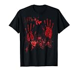 Halloween Blutige Hände Blutspritzer Zombie Kostüm Herren T-Shirt