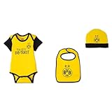 Borussia Dortmund BVB Baby Geschenkbox 3-tlg. - Kurzarm-Body, Mützchen & Lätzchen - 100% Baumwolle - Größe 62/68