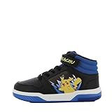 POKEMON Kinderschuhe mit Licht von 4 bis 9 Jahre, LED Leuchtschuhe Jungen und Mädchen 32 EU mit Pikachu Motiv, Turnschuhe mit Klettverschluss, Sneaker ideal fur Schule und Freizeit, Schwarz und Blau