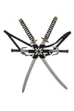 6-teiliges Ninja Katana Set mit Doppelschwert Dolchen Wurfstern und Rückenhalterung