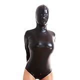 Caiyuankai SM Bondage Latexanzug Damen mit Belüftung Kopfmaske, Latex Catsuit BDSM Slave Fetisch Spiel Sex Toys für Männer Frauen,Paare,L-Schwarz