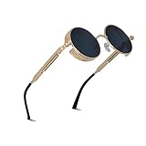 besbomig Sonnenbrille Damen Herren - Retro Rund Steampunk Brille UV400 Schutz Polarisiert Hippie Festliche Partybrille Fasching Brillen Outdoor Aktivitäten Modeaccessoire