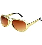 jerbro Fette Gangster Brille 70er 80er 90er Hustler Rapper Hiphop Kostüm Bad Taste Sonnenbrille für Karneval Mottopartys Halloween Fasching Cosplay Party (1, Gold)
