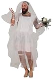 FIESTAS GUIRCA Männliche Braut JGA Kostüm für starke Männer - Brautkleid Junggesellenabschied Kostüm Männer Gr. L 52–54 - Lustiges Karneval Kostüm
