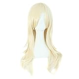 MapofBeauty 28 Inch langes lockiges Haarspitzen Kostüm Cosplay Perücke (hellblond)
