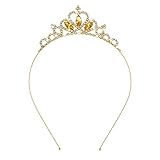 WLLHYF Silber Prinzessin Krone Kristall Schärpe Tiara Strass Stirnband Haarschmuck für Geburtstag Weihnachten Dekoration Frauen Mädchen Braut Hochzeit Haarbänder Schmuck (Gold)
