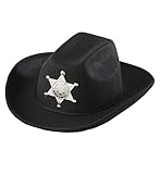 Widmann - Cowboyhut für Kinder, mit Sheriffstern, aus Filz, Wilder Westen, Hut, Kopfschmuck, Accessoire, Karneval, Mottoparty