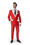 Suitmeister Herren Weihnachtsanzug - Ho Ho Ho Outfit - Tailliert Party Kostüme - Rot, Weiß - Größe M