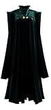 Damen Professor McGonagall Kostüm, Grün, Jumpsuits Samt Umhang Zauberin Halloween Hexe Cosplay Robe (groß, grün)