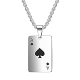 jagosen Poker Halskette Herren Kette Silber Herren Edelstahl Pik Ass Kette Punk Rock Hip Hop Schmuck