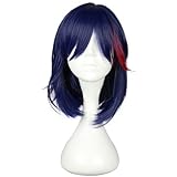RiRaku Anime Cosplay Perücke Matoi Ryuko Short Blue Mix Red Halloween Kostüm Cosplay Perücke,Für Party Karneval Weihnachten