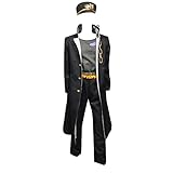 Lordancen Jotaro Kujo Cosplay Kostüm Schwarz Outfit inkl. Jacke Weste Hose Hut (Herren XL)