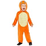 Amscan 9918518 – Offiziell lizenzierter Unisex-Overall „Pokémon Glumanda“ mit Kapuze, Kostüm für Kinder, Alter: 6-8 Jahre