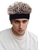 AIEOE Herren Mütze mit Haaren Männer Perücke Kurze Frisur Hip-Hop-Mütze für Party Fasching Karneval Braun