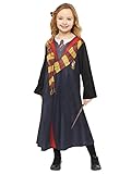 Amscan - Kinderkostüm Hermine aus Harry Potter, Umhang mit Hemd-Blende, Haarband, Zauberstab, Magierin, Zauberin, 110, Schwarz