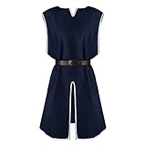 Darringls Herren Mittelalter Kostüm Renaissance Templer Tunika Wikinger Ritter Pirat Vintage Lange Tunika Tunic Knight Hemd Rock Robe Cosplay Kostüm Krieger Halloween Tops