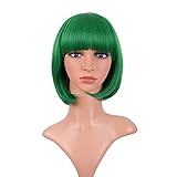 MapofBeauty 12 Zoll/30cm Natürliche Weibliche Kurze Glatte Haare BOB Perücke (Grass Grün)