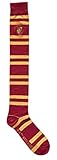 Harry Potter Gryffindor Gestreifte Juniors/Damen Overknee-Socken mit gesticktem Wappen, Rot/Ausflug, einfarbig (Getaway Solids), 36.5-43 EU