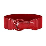 LSYYSL 1 stück roter retro breiter Gürtel, verstellbarer Damengürtel, Kleidledergürtel, elastischer Retro-Gürtel, geeignet für Kleider, Hemden, Pullover