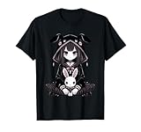 E-Girl Japan Aesthetic Otaku Emo Cute Gothic Anime Kawaii Gothic T-Shirt für Damen in Schwarz, Größe S