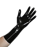 Rubberfashion Latex Handschuhe kurz - Rubber Gloves - kurze Latexhandschuhe bis Handgelenk für Damen und Herren schwarz 0.4mm XL