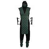 CosplayDiy Herren Anzug für Mortal Kombat Reptil Cosplay Kostüm Ninja Grün Kampfkostüme mit Maske Erwachsene M