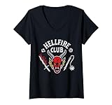 Damen Fan-Memorabilia „Hellfire Club Classic“ mit Logo von Stranger Things T-Shirt mit V-Ausschnitt