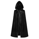 Clundoo Kinder Kapuzen Velvet Cloak Halloween, Kaputzenumhang für Kinder & Erwachsene, Mädchen Halloween Weihnachten Cosplay Umhang mit Kapuze (Schwarz)