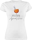 Shirt Damen - Hallöchen Aperölchen I Aperol Spritz Mädelsabend I Aperol Spritz Geschenk - XL - Weiß - t-Shirt Alkohol Karnevals t- Shirts Karneval und Fasching Partnerlook Tshirts