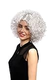 WIG ME UP - DH1101-P68 Perücke Damen Karneval Fasching funky 60er 70er Funk Afro Locken Mittelscheitel Weiß **Erwachsene**