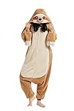 DELEY Unisex Erwachsene Faultier Strampler, Halloween Cosplay Kostüm Tier Pyjamas Homewear Nachtwäsche Overall
