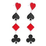 Generic Porkerkarten Ohrringe lang, Damen Spielkarten Ohrhänger Acryl Anhänger, Hängende Ohrringe Ohrstecker, Party Kostüm Schmuck