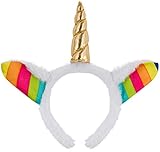 Balinco Haarreif in weiß mit Einhorn Unicorn in Gold Headband Haarreifen aus Plüsch Ohren Für Halloween Weihnachten Karneval Head Accessoires