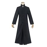 Generisch Erwachsene Cosplay Kostüm Jacke schwarzer langer Trenchcoat für Halloween,XL-Black