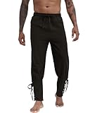 NANAMEEI Vintage Wikinger Trousers Herren Kostüm Schnürhose Herren Steampunk Freizeithose Herren Wikinger Hose Herren Schwarz XL