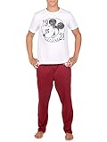 Disney Herren Mickey Mouse Schlafanzug Weiß Large