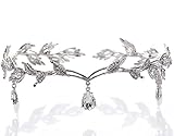 Blatt Hochzeit Tiara Krone, Strass Kristall Braut Tiara Haar Pin Tiaras Stirnband, Strass Kopfband der Frau Blumen und Blätter Krone Haarband für Braut Brautjungfern (Silber)