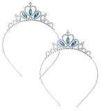 2 Stück Mädchen Stirnband Haarreif Tiara Kristall Blau Strass Herzförmige Leichte Krone Hochzeit Braut Brautjungfer Geburtstagsfeier für kleine Mädchen Kinder