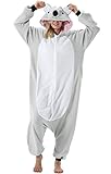 ULEEMARK Damen Herren Jumpsuit Onesie Tier Fasching Halloween Kostüm Lounge Sleepsuit Cosplay Overall Pyjama Schlafanzug Erwachsene Unisex Grau Koala for M