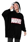 Marvel Avengers Übergroße Herren Hoodie Decke mit Ärmeln - Stitch Oversized Kapuzenpullover Fleece Tragbare Decken für Teenager - Geschenke für Fans (Schwarz)