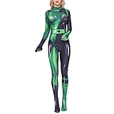 Shego Kim Possible Cosplay Kostüm Damen Schurke Full Set Kind Erwachsene Kostüm Anzug Karneval Rollenspiel Bodysuit Geburtstagsfeier Overall Mädchen Halloween Strumpfhosen,Green-Adults/L/160~170cm