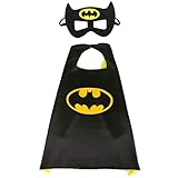 PQKL-party Superhelden Kostüm Kinder, Bat-man Kostüm Superhelden Maske, Superhelden Umhänge, Superheld Bat-man Cosplay Kostüm für Kinder, Superhelden Halloween Karneval Geschenk für Junge 3-9 Jahre