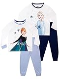 Disney Frozen Schlafanzug | Pyjama Mädchen Lang | 2 Stück Anna & ELSA Schlafanzüge Für Kinder Mehrfarbig 110