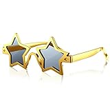 Photect Sternförmige Brille Pentagramm Sternenbrille Kostüm Sternform Brille Neuheit Weihnachten Stern Partybrille für Kinder Erwachsene Fotokabinen Requisiten (Gold, Schwarz)
