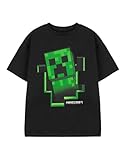 Minecraft T-Shirt Jungen Creeper Innerhalb Schwarzer Kurzarm-Gamer-Top 9-10 Jahre