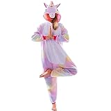 Spooktacular Creations Unisex Erwachsene Pyjama Schlafanzug, Plüsch Damen Herren Jumpsuit Jumpsuit Einhorn Tier Kostüm Halloween Karneval Kostüm (X-Large)