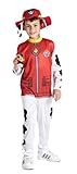 Ciao- Marshall costume disguise fancy dress boy official Paw Patrol (Size 5-7 years) with hat and mini-flashlight, Rot